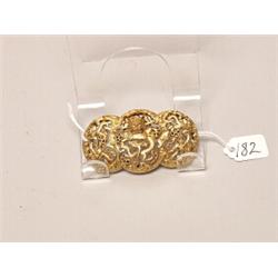 Antique Oriental Gilt Silver Cut Work Brooch