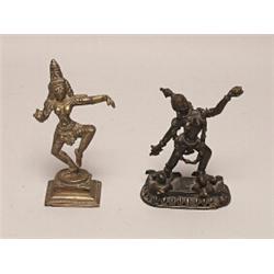Two Old Bronze Figures of Indian Goddesses