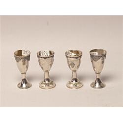 Four Judaic Sterling Wine Cups