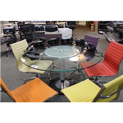 48'' GLASS TOP W/ ROTATING FROSTED CENTRE PIECE CONFERENCE TABLE