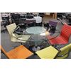 Image 1 : 48'' GLASS TOP W/ ROTATING FROSTED CENTRE PIECE CONFERENCE TABLE