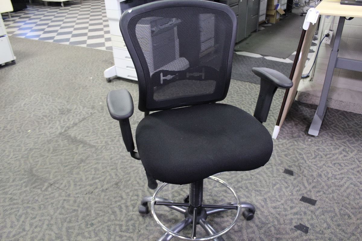 Stool Programmer BLACK MESH BACK EROGNOMIC ADJUSTABLE ARM/HEIGHT PROGRAMMER'S STOOL