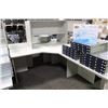 Image 2 : GREY 6' X 8' CORNER COMPUTER DESK WITH HUTCH AND 3 DRAWER PEDESTAL