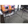 Image 1 : GLASS TOP 5' BLACK AND GREY MOBILE COMPUTER TABLE