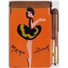 Image 1 : 1940s Deco Hand Painted Girlie Mini Memo Book Holder