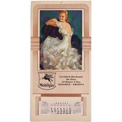 Vintage 1949 Calendar - Art Deco Pin-Up & Mobilgas Pegasus