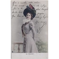 Reutlinger French Girl Hand Colored Postcard CAVALIERI