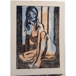 Vintage Large Print MID-CENTURY MODERN POP ART Nude Girl