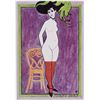 Large Vintage French Postcard POSING NUDE SHOWGIRL