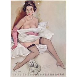 1967 FRITZ WILLIS Topless Pin-Up Calendar Page - Brown & Bigelow