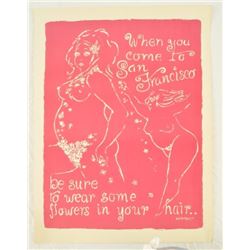 Vintage 1960s "Wear Flowers In Your Hair" Poster
