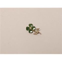14K Gold & Jade Lucky Four Leaf Clover