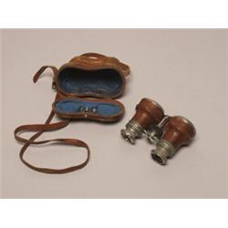Old Pair Leather Cased Binoculars 