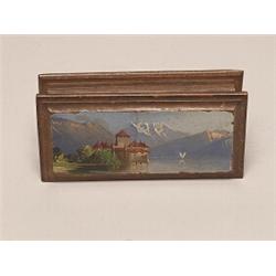 19th C Swiss Hand Painted Wood Stamp Box