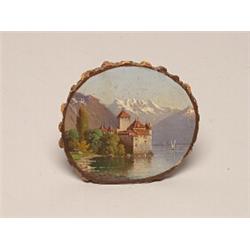 19th C Swiss Hand Painted Picture Stand