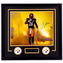 Le'Veon Bell Signed Steelers 26x28 Custom Framed Photo Display (TSE)