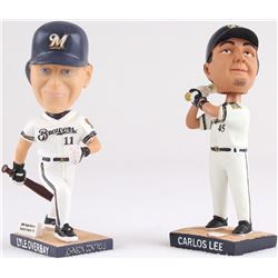 Lot of (2) 2005 Milwaukee Brewers Bobbleheads with Carlos Lee & Lyle Overbay