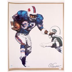 O.J. Simpson Signed LE Bills 24x28 Lithograph (Simpson Hologram & JSA COA)