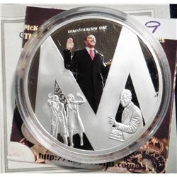 2009 Life of Barack Obama "M" Coin. Material: Cu, silver-plated with color portrait; Quality: Proof;