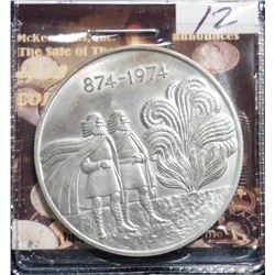 874-1974 Iceland 1,000 Kronur. First Settlement A.D. 874. Unc-60. KM # 21. 30 grams 0.925 fine Silve