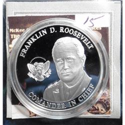 2008 American Mint Medal Leaders of World War II - Franklin D. Roosevelt Coin. Material: Copper silv