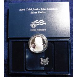 2005 P Chief Justice John Marshall Commemorative Proof Silver Dollar. In original box as issued by t