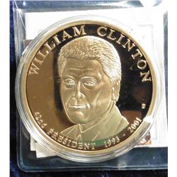 2009 "Presidential Dollar Trials - William Clinton Trial Coin." Material: Cu, layered in 24k Gold; Q