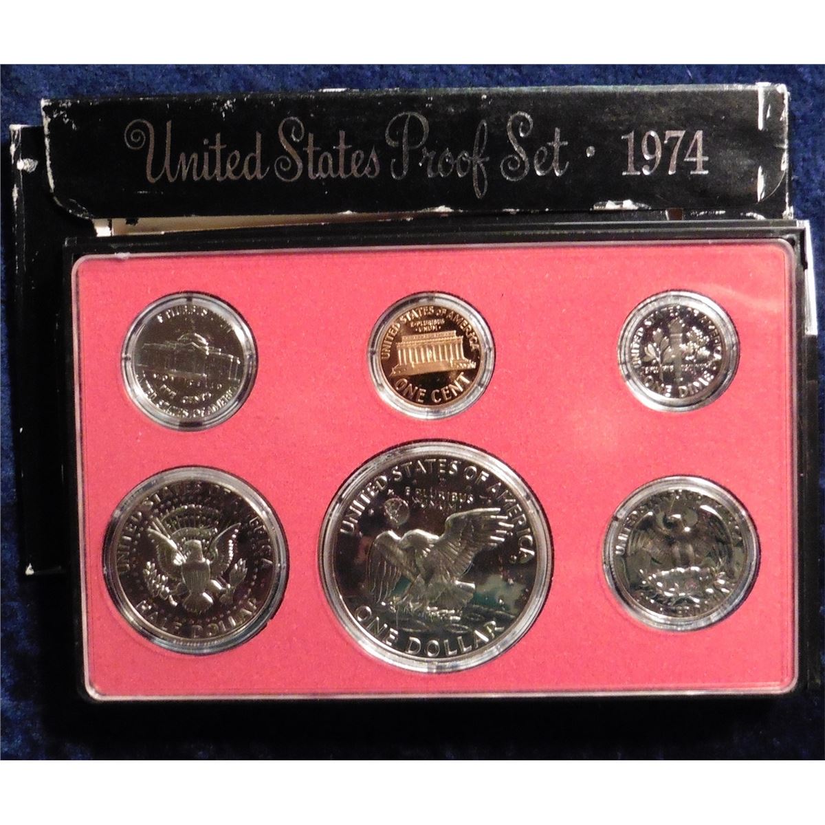 1974 S U.S. Proof Set. Complete with Eisenhower Dollar. Original as issued.