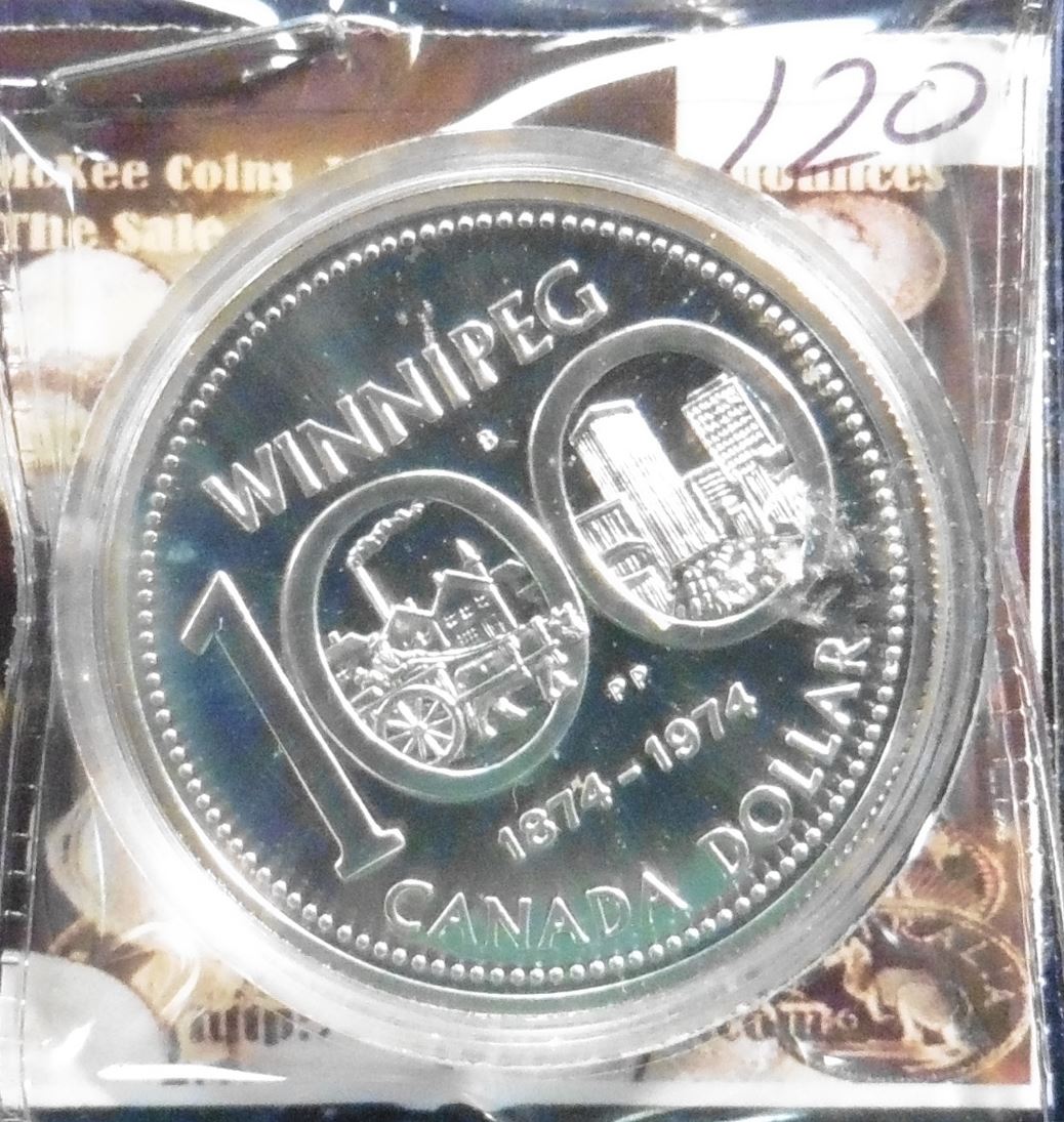 18741974 Canada Prooflike Winnipeg Commemorative Silver Dollar