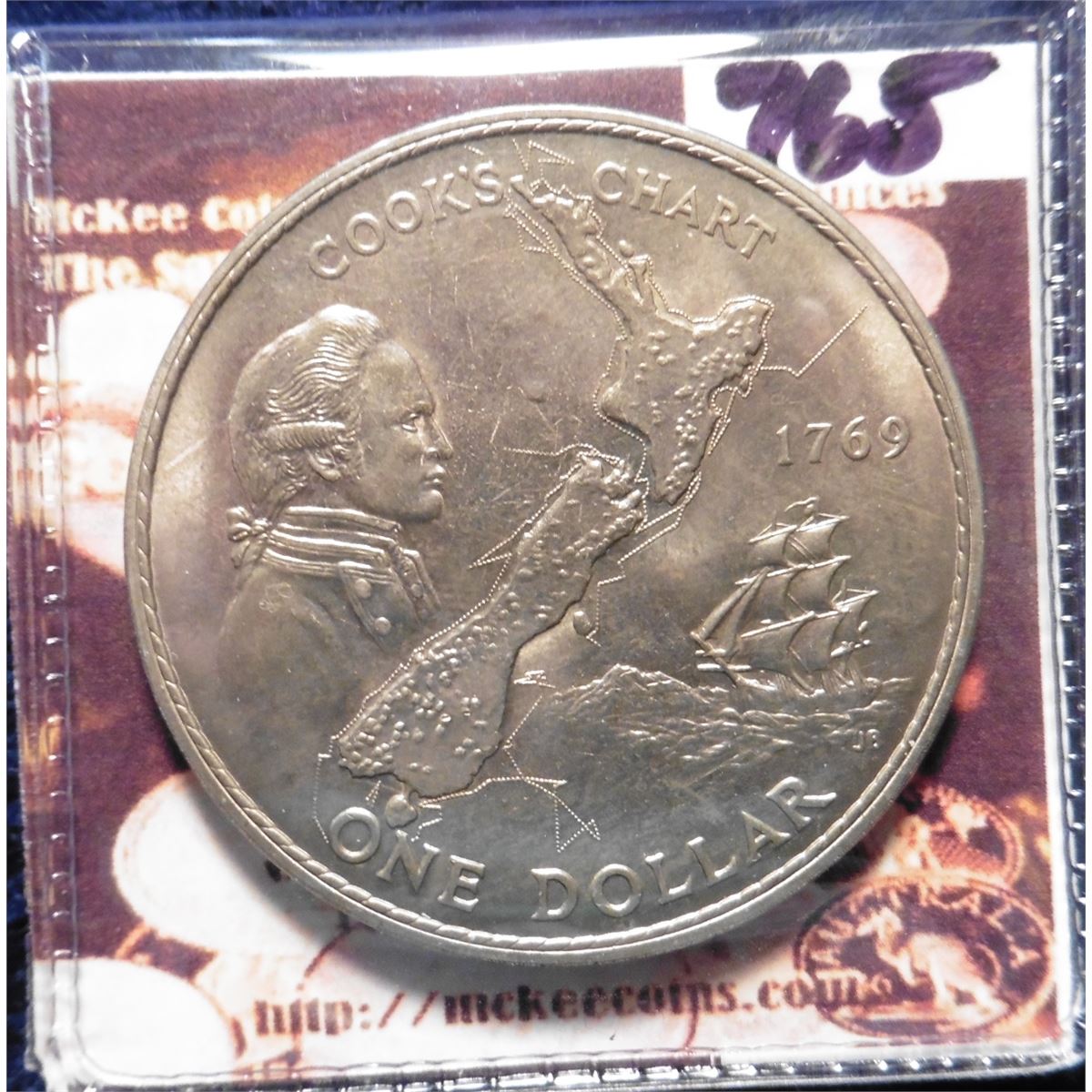 1769 1969 New Zealand Cook s Chart Commemorative One Dollar KM40 1 1769-1969-new-zealand-cook-s-chart-commemorative-one-dollar-km40-1