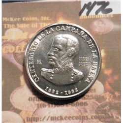 1982 Lima Peru KM286. .9250 fine silver. Battle of La Brena and General Caceres. KM286. Gem BU. KM v