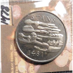 1981 Switzerland 5 Francs. KM60. 500th Anniversary Stans Convention of 1481. Proof. 50,200 mtg. KM v