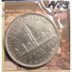 1939 Canada Parliamentary Silver Dollar. .800 fine Silver. KM # 38. AU 50.