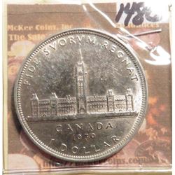 1939 Canada Parliamentary Silver Dollar. .800 fine Silver. KM # 38. AU 50.