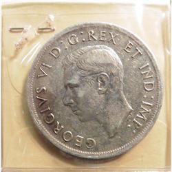 1939 Canada Parliamentary Silver Dollar. .800 fine Silver. KM # 38. AU 50.