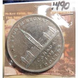 1939 Canada Parliamentary Silver Dollar. .800 fine Silver. KM # 38. AU 50.