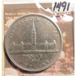 1939 Canada Parliamentary Silver Dollar. .800 fine Silver. KM # 38. AU 50.