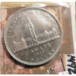 1939 Canada Parliamentary Silver Dollar. .800 fine Silver. KM # 38. AU 50.
