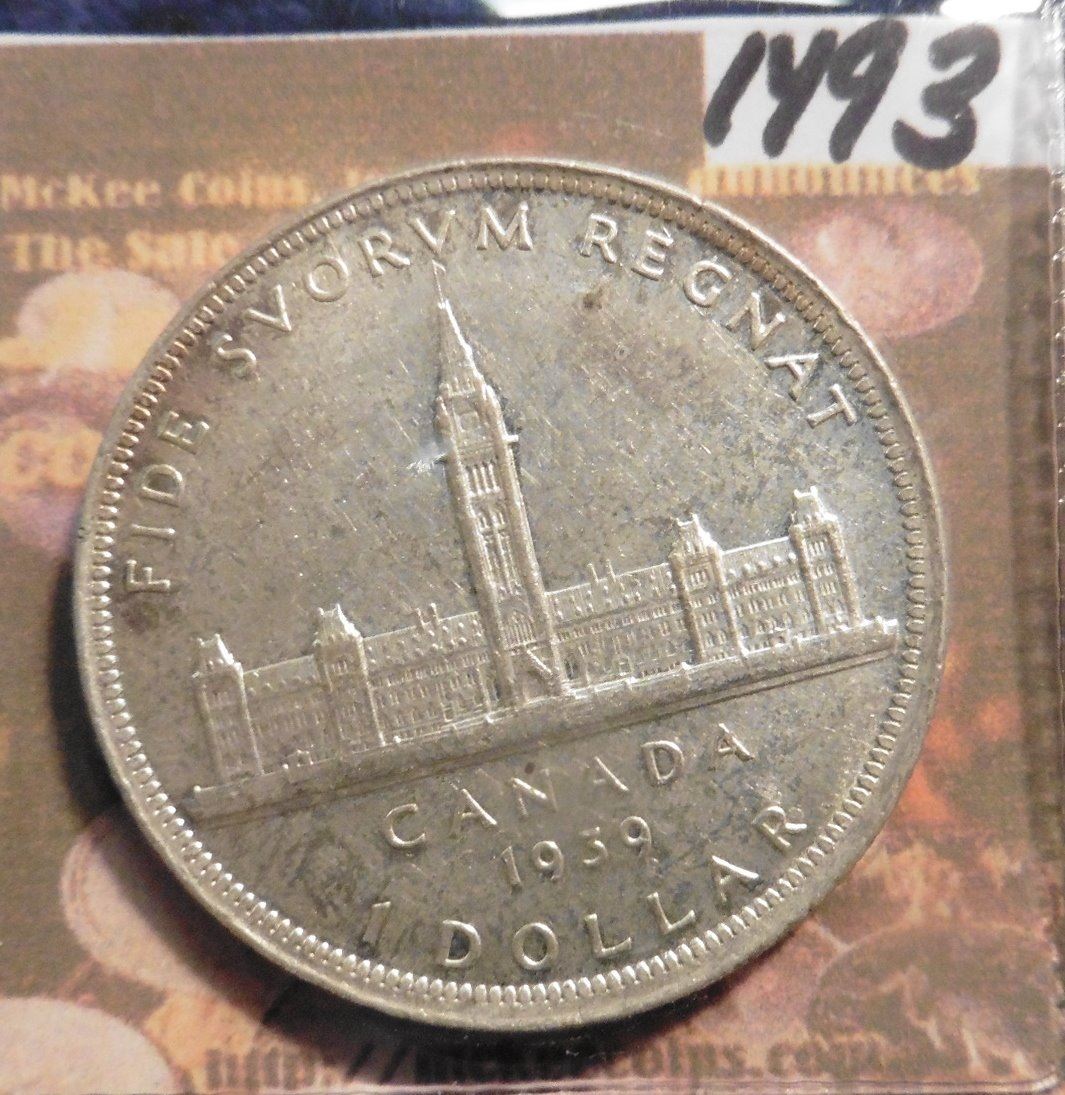 1939 Canada Parliamentary Silver Dollar 800 Fine Silver KM 38 AU 50 1939-canada-parliamentary-silver-dollar-800-fine-silver-km-38-au-50