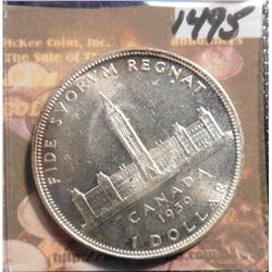1939 Canada Parliamentary Silver Dollar. .800 fine Silver. KM # 38. Brilliant Uncirculated.