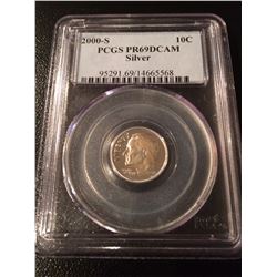 2000-S US Silver 10 Cent PCGS PR69 DCAM