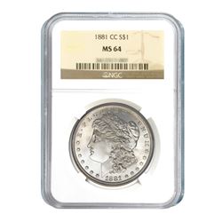 1881-CC $1 Morgan Silver Dollar - NGC MS64