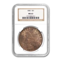1882 $1 Morgan Silver Dollar - NGC MS63