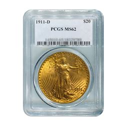 1911-D $20 Saint Gaudens PCGS MS62