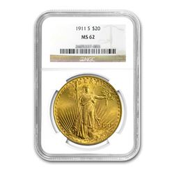 1911-S $20 Saint Gaudens NGC MS62