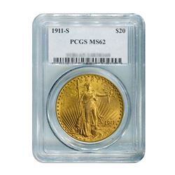 1911-S $20 Saint Gaudens PCGS MS62
