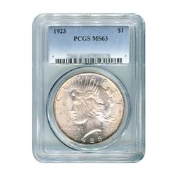 1923 $1 Peace Silver Dollar - PCGS MS63