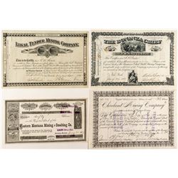 Four Territorial Montana Mining Stock Certificates