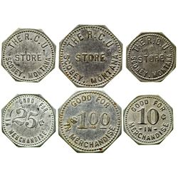 Set of The R. C. U. Store Tokens (Daniels County)