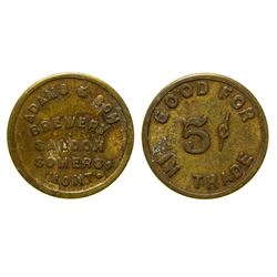 Adams & Son Brewery Saloon Token